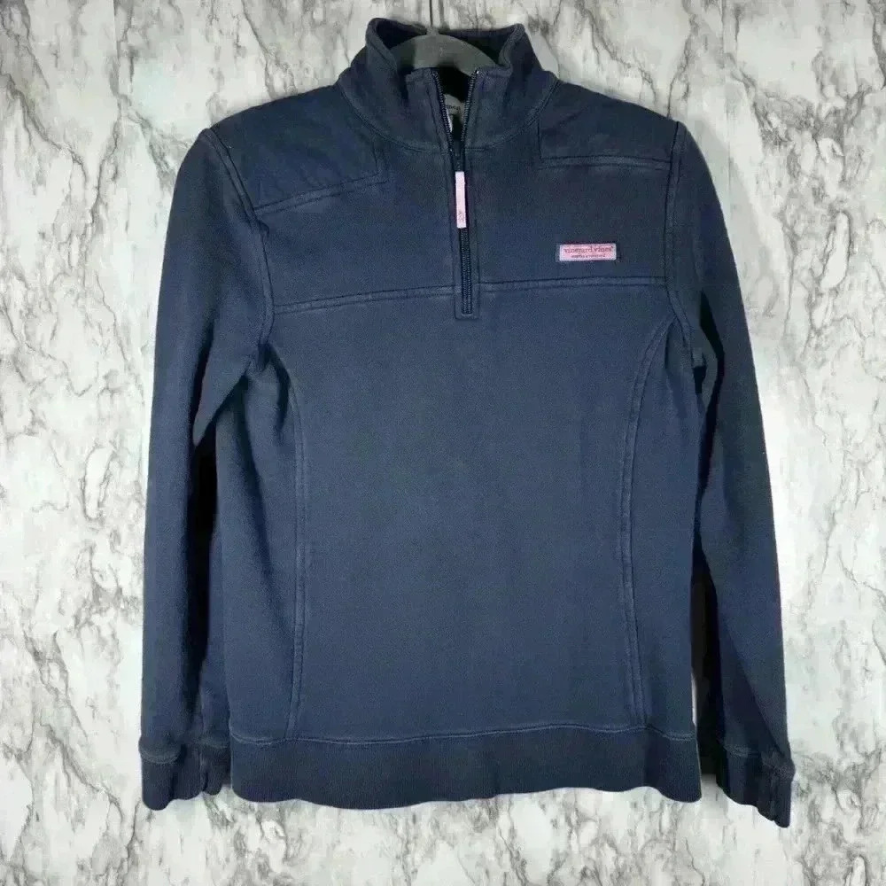 Vineyard Vines Women's Long Sleeve Medium Blue Zip Pullover Sweatshirt Size XS